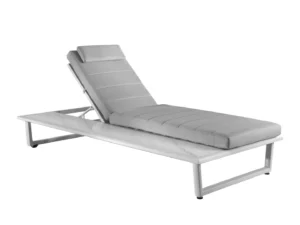 Lit bain de soleil BARCELONA – Roues repose-tête tablette céramique