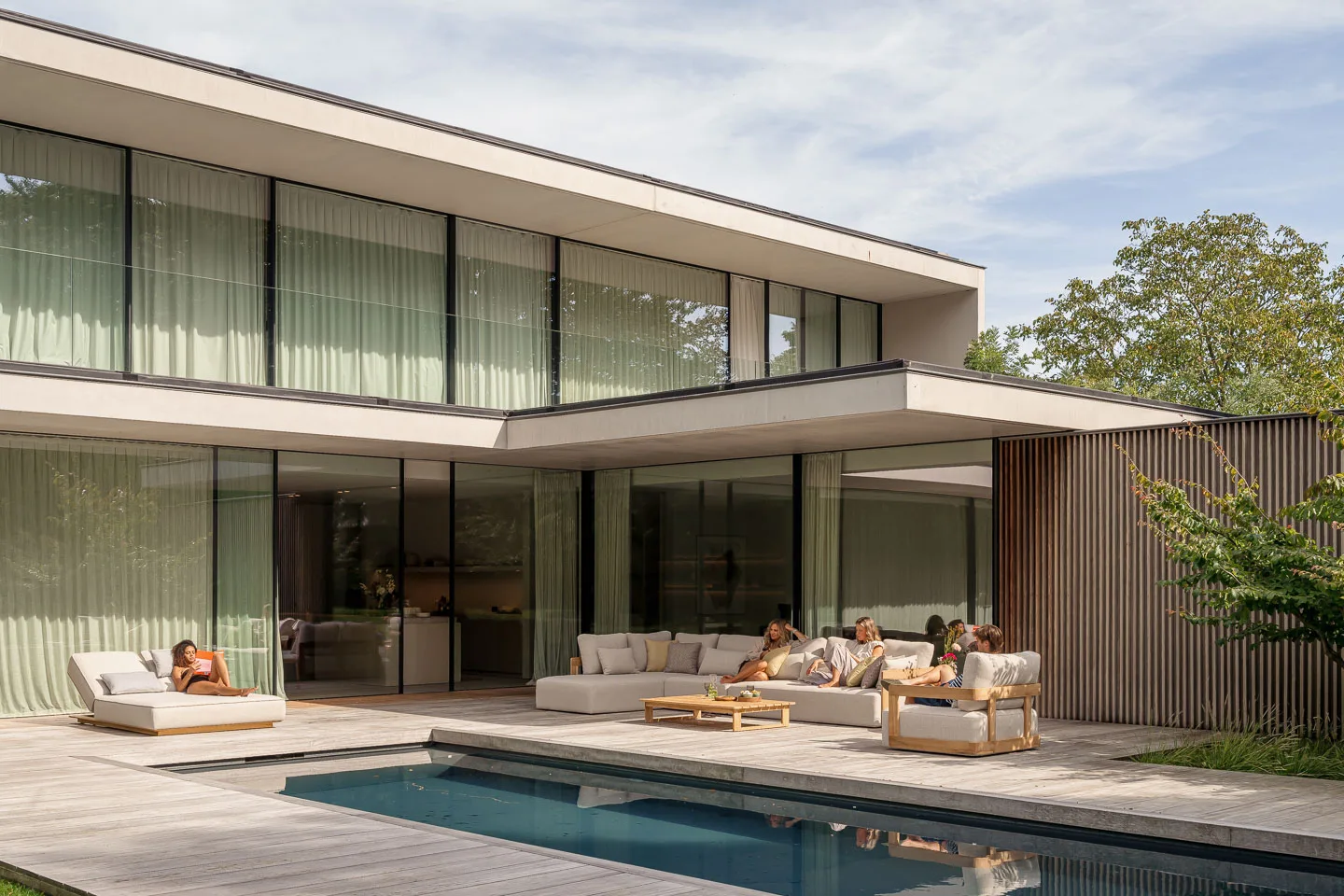 Lit bain de soleil double JUAN – Teck Mario Sirtori Siesta écru – Image 5