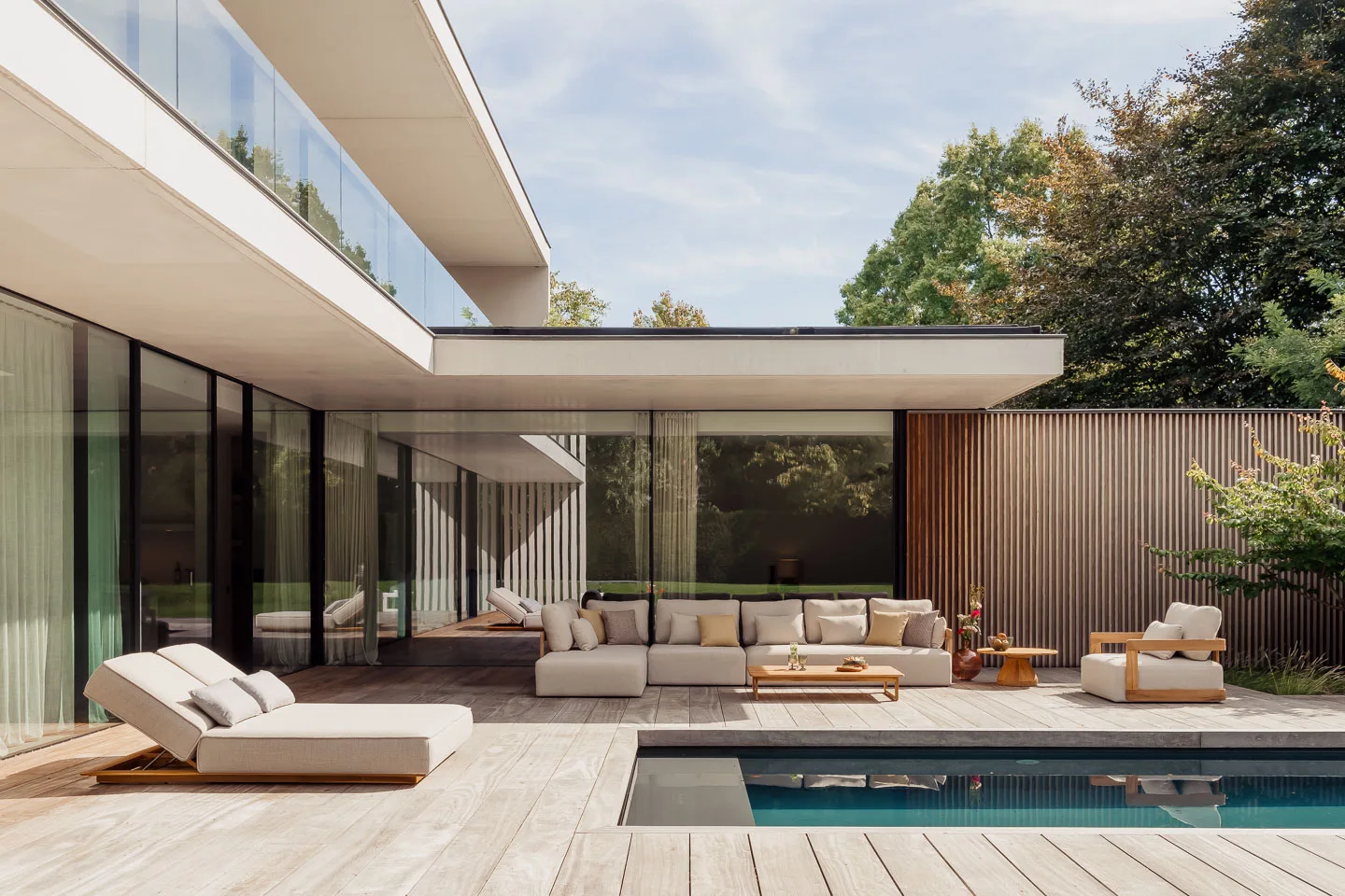 Lit bain de soleil double JUAN – Teck Mario Sirtori Siesta écru – Image 4