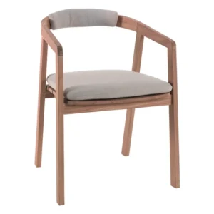 Fauteuil CABRINI – Teck naturel avec coussins dune écru