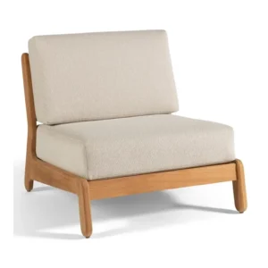 Fauteuil GRACE – Teck coussin avorio écru + housse