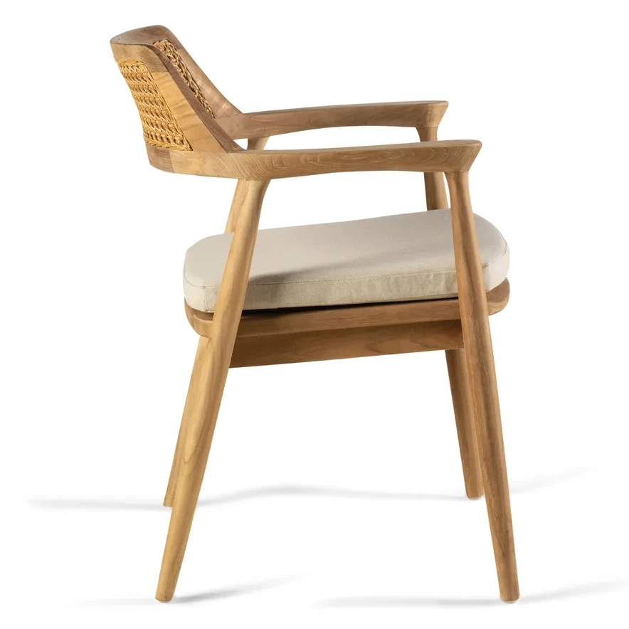 Fauteuil SEMARANG – Teck naturel avec coussin Sunbrella Papyrus écru – Image 2