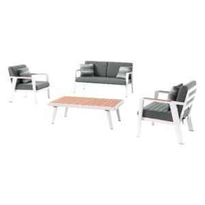 Salon de jardin GUADELOUPE – Salon complet (canapé 3P + canapé 2P angle + table basse)