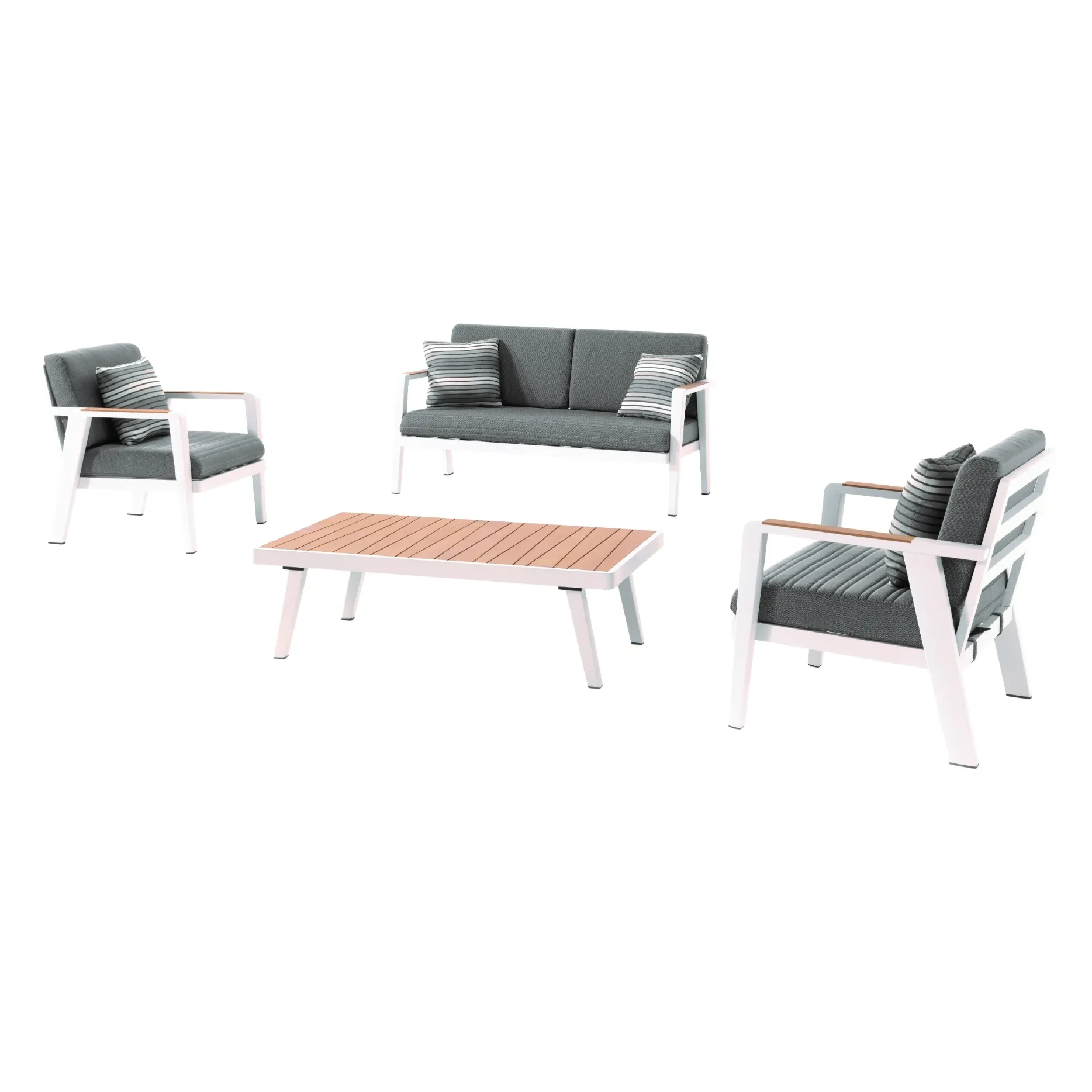 Salon de jardin GUADELOUPE – Salon complet (canapé 3P + canapé 2P angle + table basse)