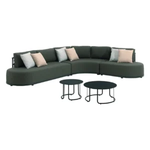 Salon de jardin LAGOS – Salon complet (canapé 2P + unité de coin + fauteuil + 2 tables basses)