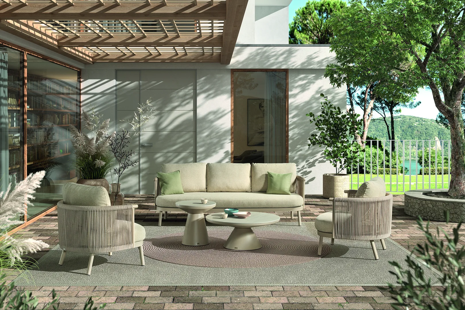 Salon de jardin MENDOZA – Aluminium et corde – Image 4