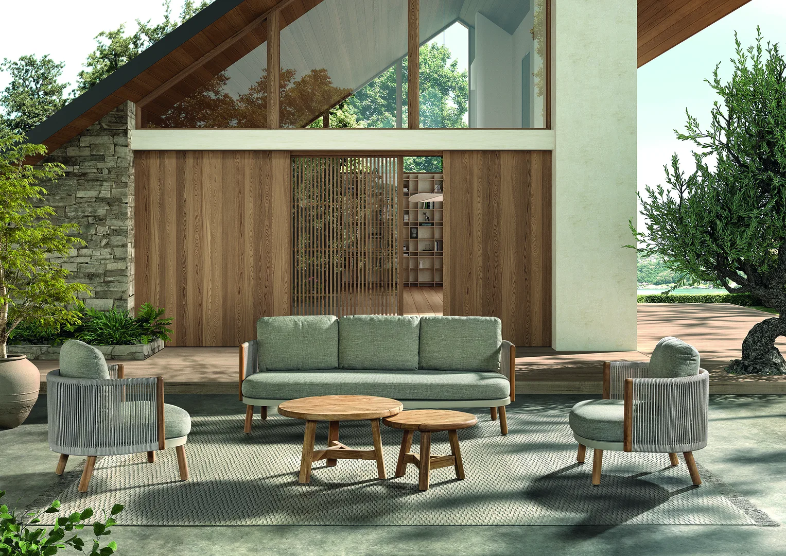 Salon de jardin MENDOZA – Aluminium et corde – Image 15