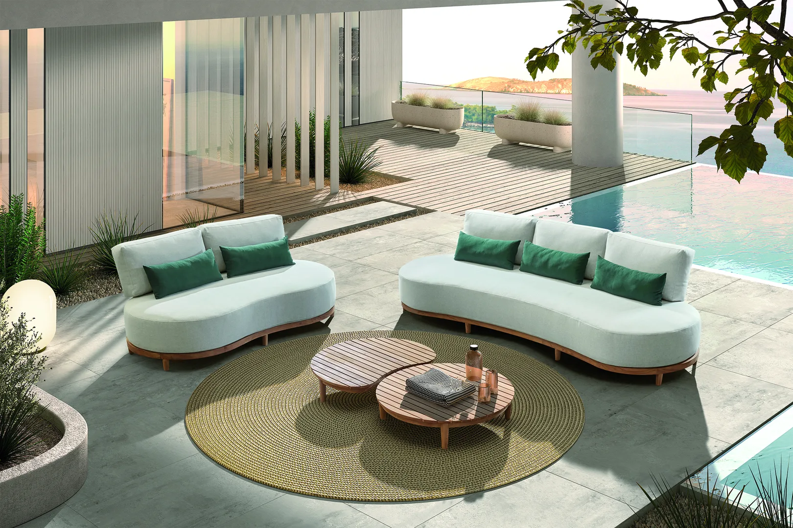 Table basse demi-lune SANTORINI – Teck – Image 5