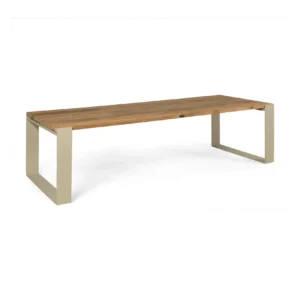 Table rectangulaire ALICE – Acier + teck recyclé 110×280