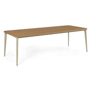 Table rectangulaire JACK – Alu lin plateau teck 100×240
