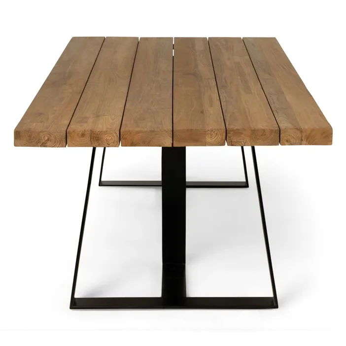 Table rectangulaire MARGARITE – Acier noir, plateau teck recyclé – Image 3