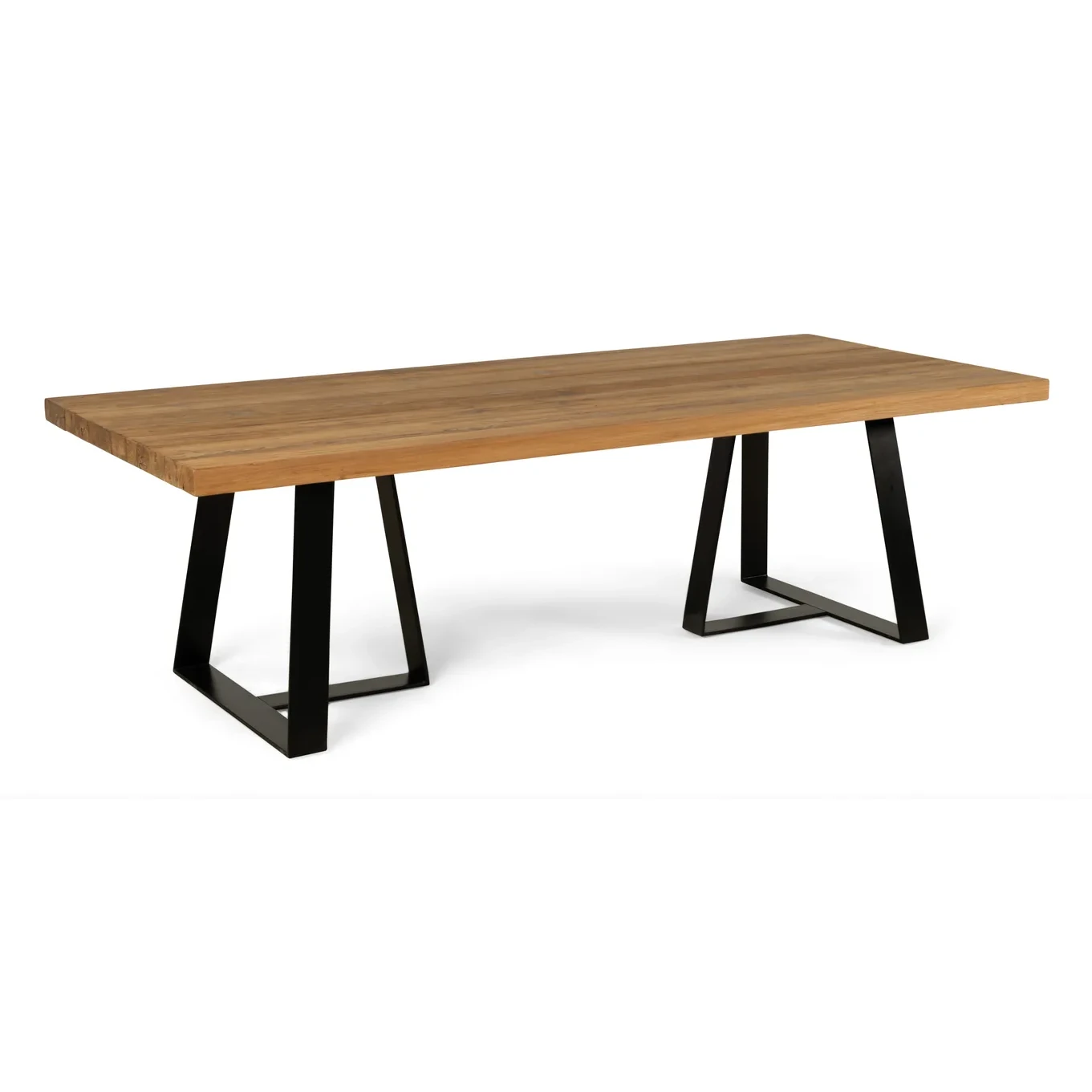 Table rectangulaire MARGARITE – Acier noir, plateau teck recyclé