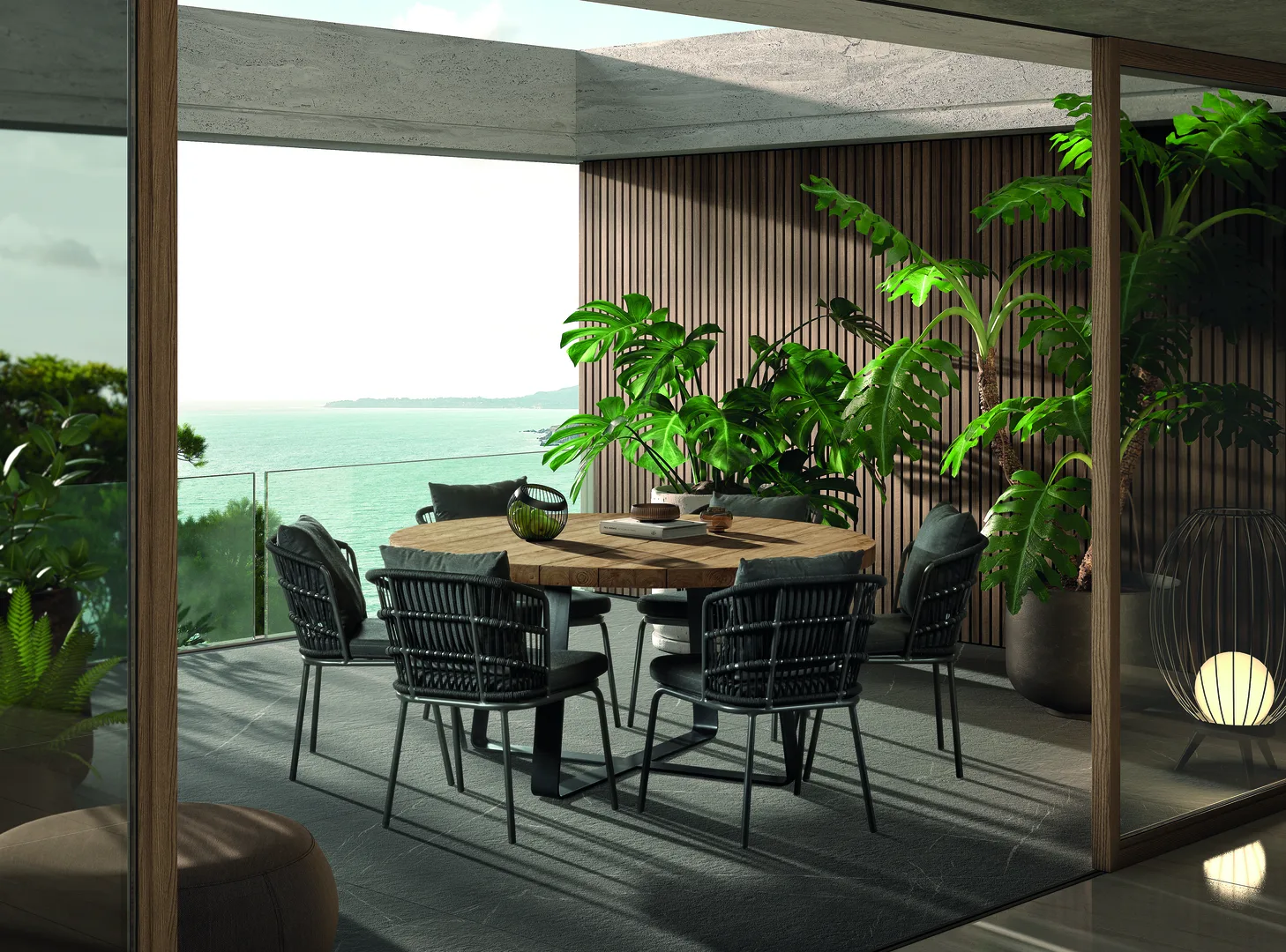 Table carrée MARGARITE – Acier noir, plateau teck recyclé – Image 3