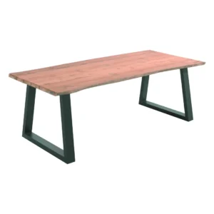 Table rectangulaire TREE TRUNK – Alu charcoal plateau teck 100×240