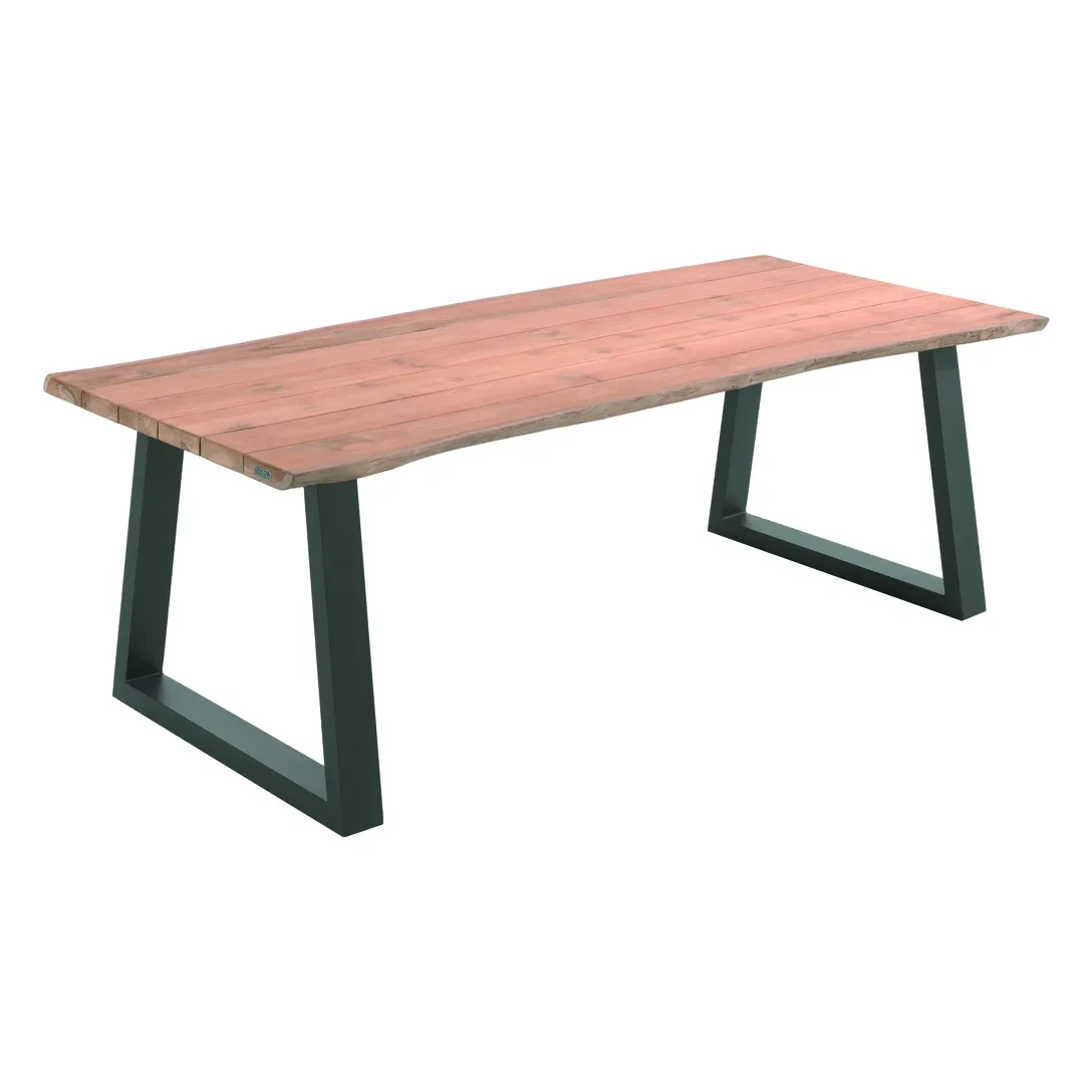 Table rectangulaire TREE TRUNK – Alu charcoal plateau teck 100x240